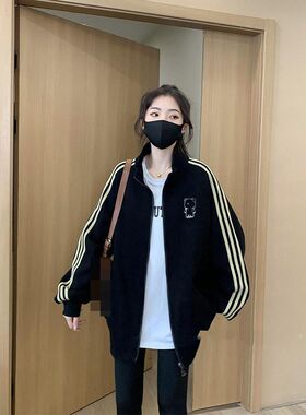 孕妇装2024新款秋冬外套黑色宽松遮肚子长袖拉链上衣春秋外穿大码