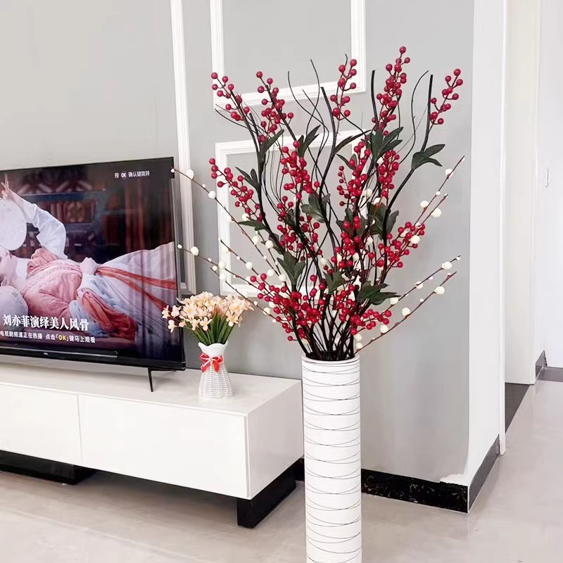发财果仿真花摆件客厅插花红果果花瓶假花家居摆设装饰品红浆果