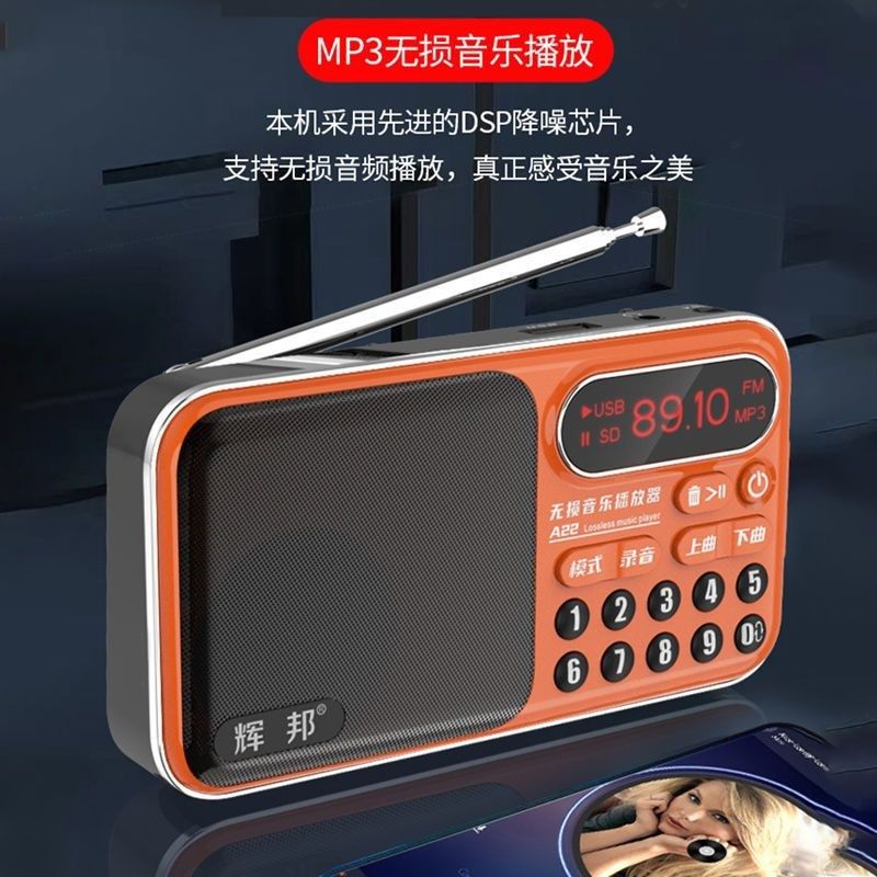 辉邦蓝牙收音机双电池typec充电老人长待机无损音乐音箱播放器小