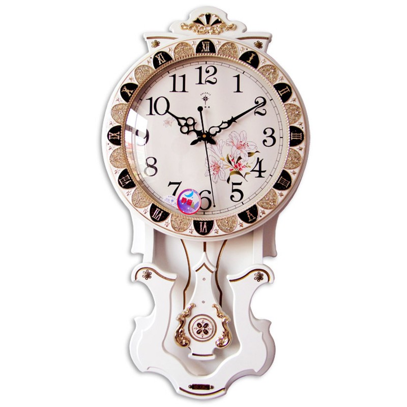 北极星欧式豪华挂钟 田园复古静音挂表客厅时尚创意时钟木制钟表