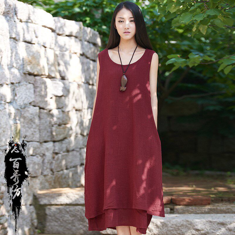 2025春夏女装新品棉麻文艺简连衣裙