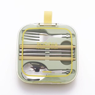 野餐便携餐具可折叠出门携带方便高颜值上班族学生勺叉筷子收纳盒