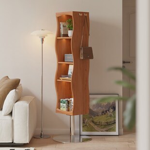 实木旋转全身镜储物柜木多功能镜柜卧室穿衣镜玄关收纳柜书柜