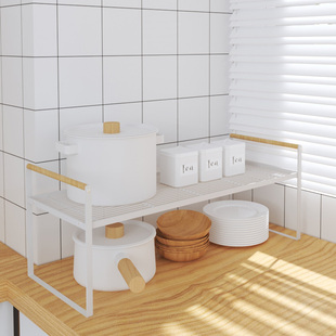 厨房柜子分层双层碗碟调料收纳台面放锅子架子