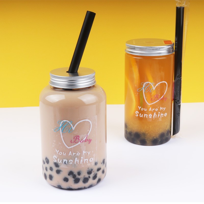 素匠泰茶AS热饮塑料瓶网红奶茶瓶一次性脏脏茶果汁饮料打杯定制