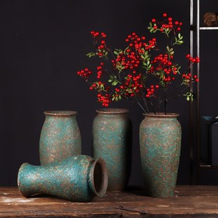 新中国禅宗覆古陶瓷石器干花瓶插花装饰民宿WabSab风格