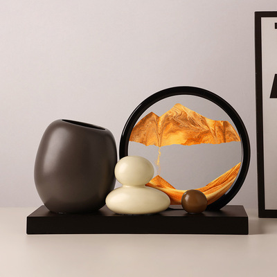 贝汉美时来运转流沙画创意笔筒办公室桌高级感酒柜装饰品摆件