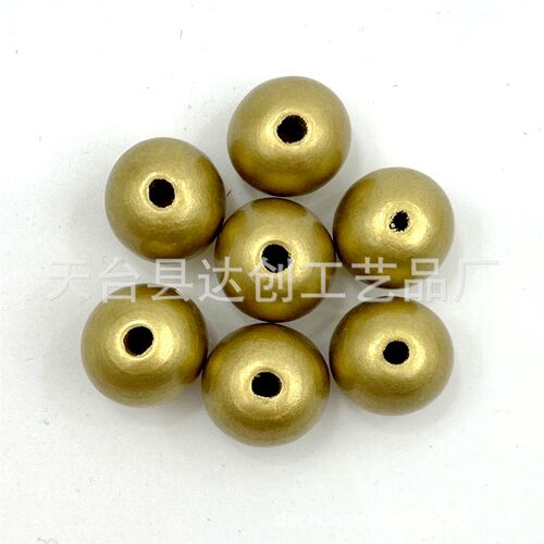20mm 金色珠子饰品配件 散珠DIY手工木制圆木珠 100个/包