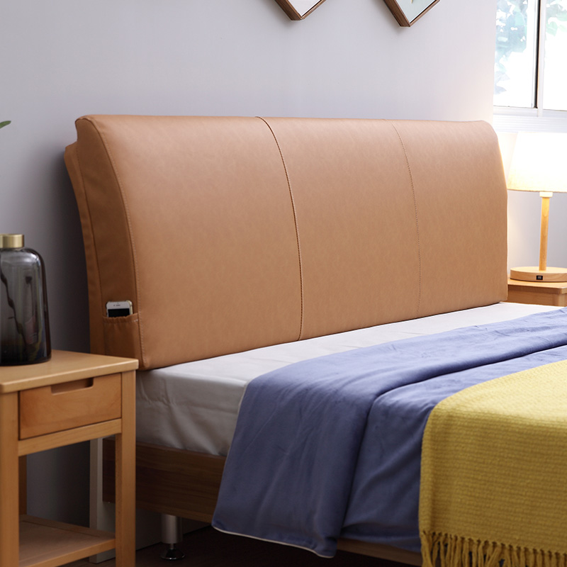 定做卧室皮靠垫双人实木床头套罩大靠背软ns风格床上靠枕