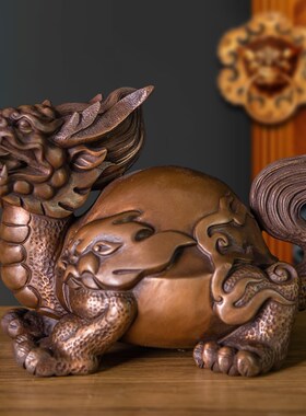 铜德堂 紫铜龙龟摆件神下客厅家居桌面装饰祝寿送礼
