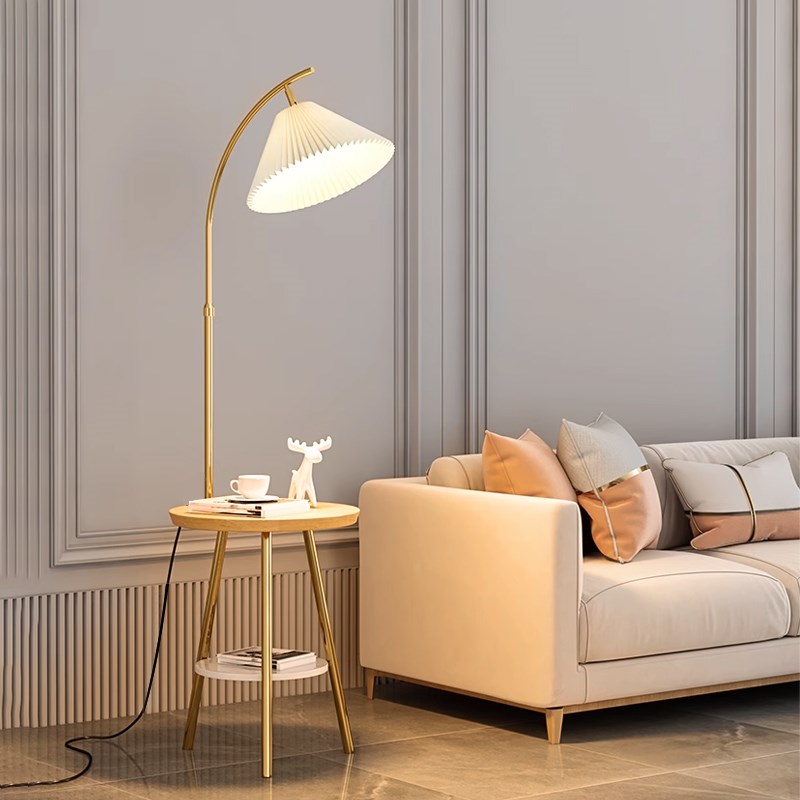 客厅沙发旁落地灯实木置物简约网红卧室床头柜茶几带抽屉立式