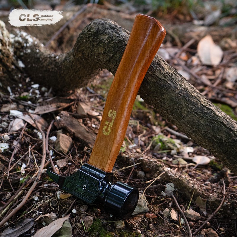 CS户外露营锤实木铁头锤子多功能铁垂钓天幕帐篷地钉锤