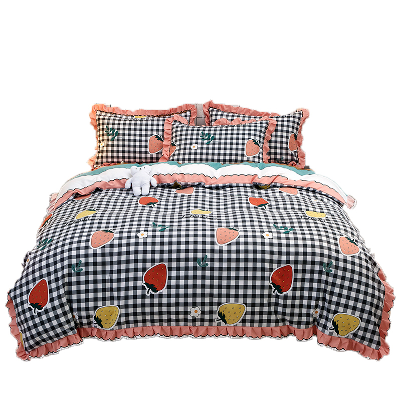 小清新韩式床裙冬少女心公主风床单床上用品磨毛