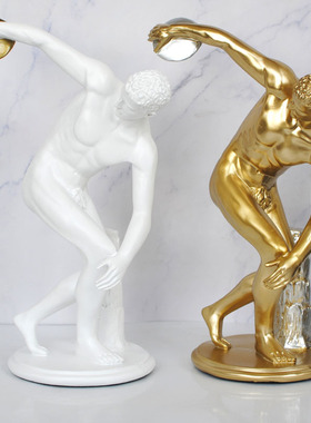 人物雕塑掷铁饼者男体育员雕像书房书桌家居装饰品摆件