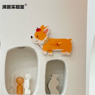 a胖柯基挂钟时钟钟表装饰艺术软装创意可爱挂钟静音