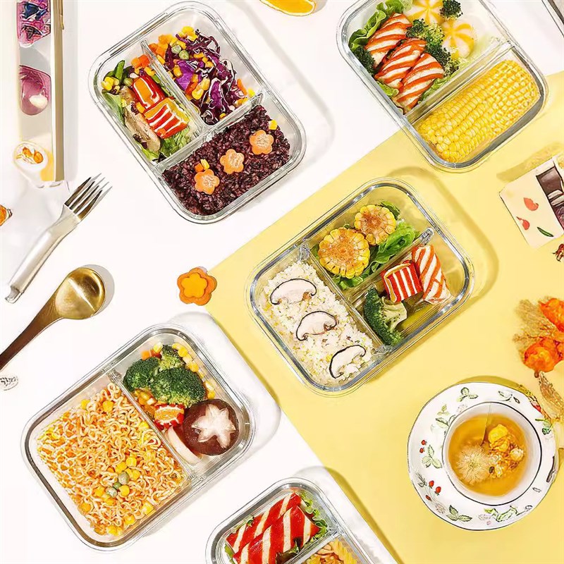 扣玻璃饭盒微波炉加热专用碗超大上班族便当盒大容量保鲜盒f