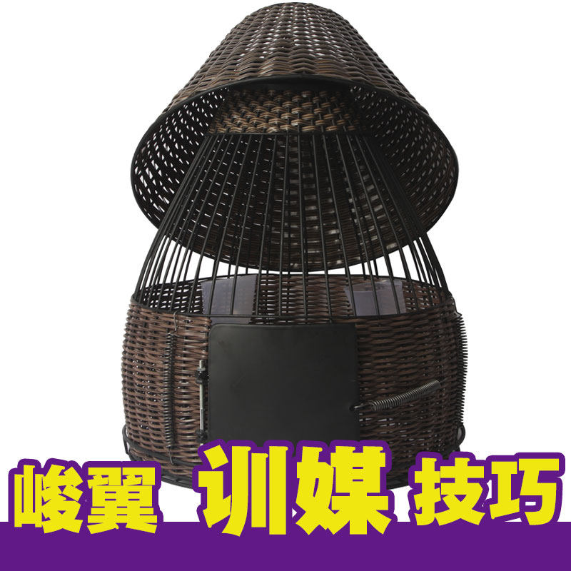 峻翼鸪工制作烤黑漆 金属鹧手笼 笼鸡笼鸟竹件装