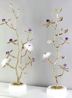 天然紫发财树摆件花树客厅玄关别墅样板房装饰摆件