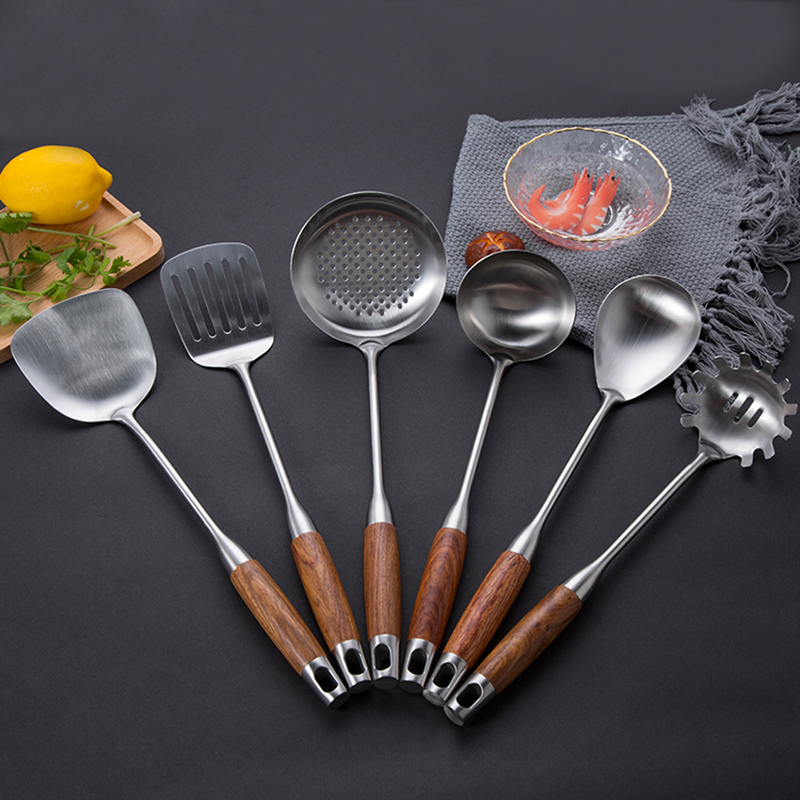 锅铲套装漏勺木防烫隔热手柄汤勺漏铲厨房炒菜家用