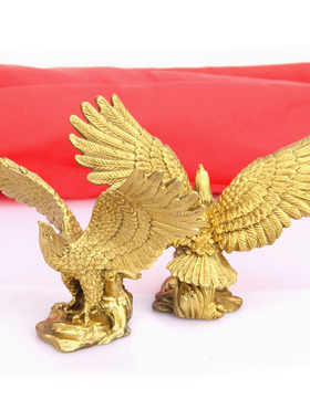 摆件 铜老鹰大展宏图 雄鹰展翅 金鹰落迎客松鸿图摆设