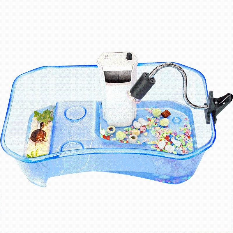 乌龟缸造景饲养箱养乌龟专用缸带晒台大型龟缸别墅房子家用水陆缸