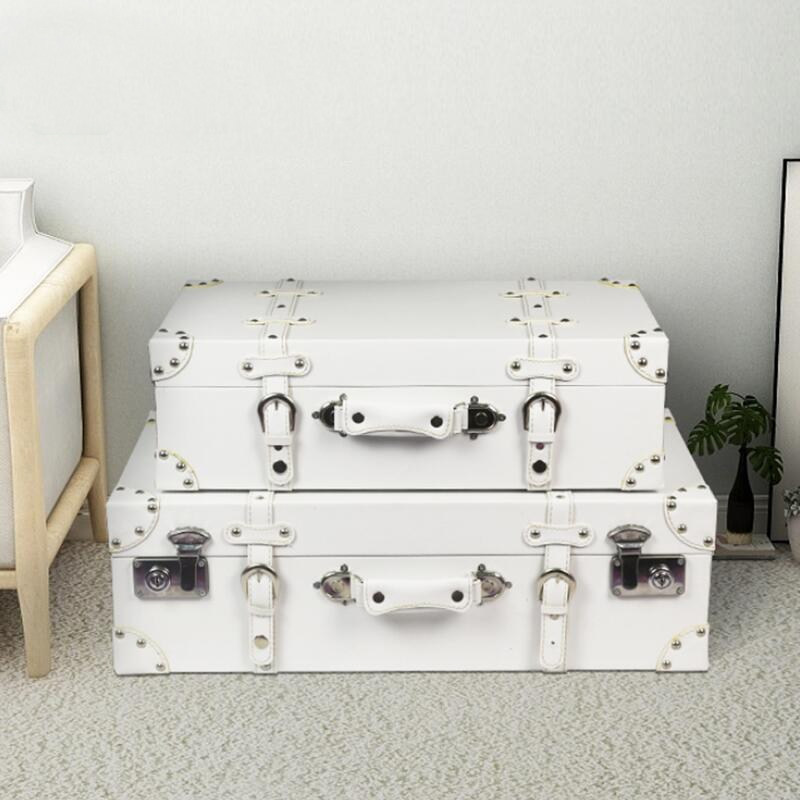 欧式复古白色简约皮箱店铺橱窗陈列摆设道具收纳装饰箱手提行李箱,收纳整理,收纳箱,淘宝优惠券,粉丝福利购,淘宝优惠卷