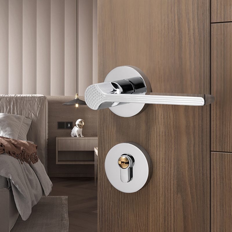 卧室分体门锁法式轻奢欧式房间木门锁磁吸静音门把手室内家用锁具