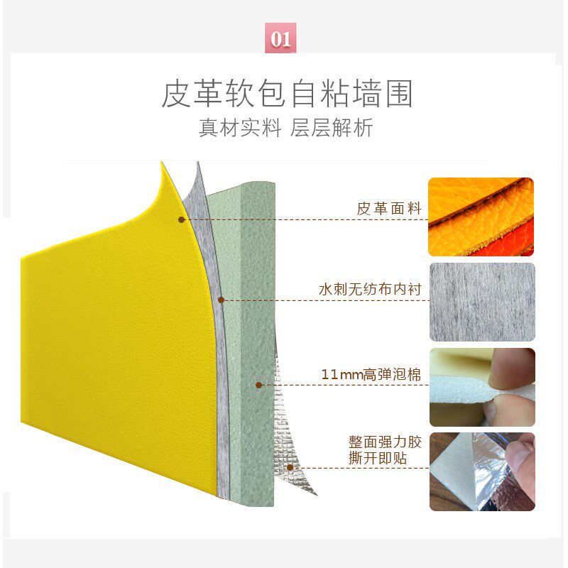皮革软包榻炕米自粘墙贴榻围子儿童房防撞餐厅靠垫床头边墙围装饰