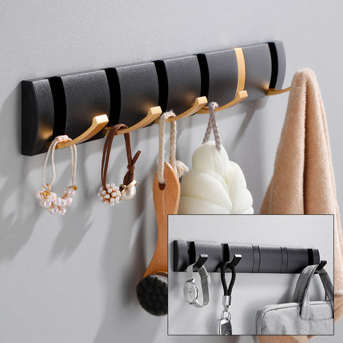 黑金色隐形排钩壁挂 浴室毛巾 门后钩  太空铝大衣帽钩