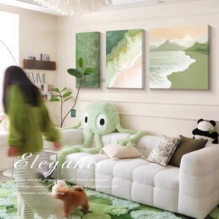 奶油风客厅装饰画海浪肌理沙发背景墙壁画简约系轻奢挂画