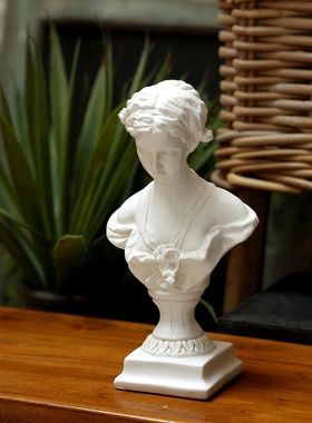 复古雕旧风格维女石膏艺术做刻飘关书房玄窗装饰摆件