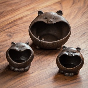 陶瓷客厅个性轻奢时尚防风防飞灰缸粗陶创意烟灰缸复古