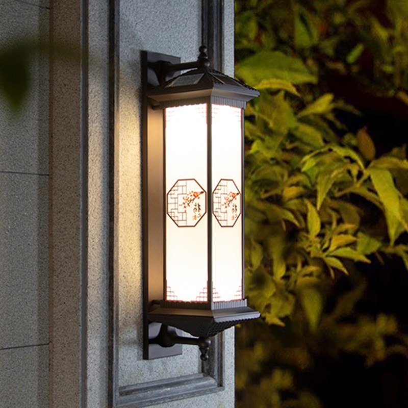 太阳能壁灯防水户外景观灯别墅大门庭院中国风复古走廊外墙长壁灯