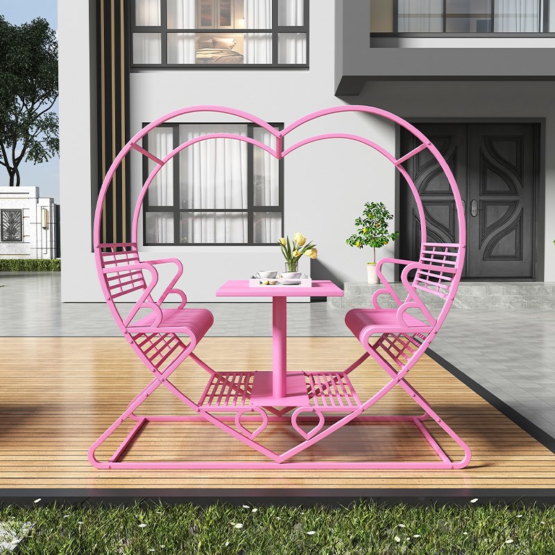 户外爱心椅网红景区景点民宿摆件庭院装饰品打卡情侣心形桌椅