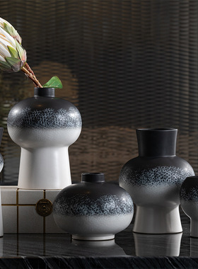 现新中式陶瓷罐花器摆件软装样板房客厅玄关电视柜博古架摆设