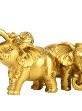 铜摆件一对吸水象铜象店铺客厅开业礼品