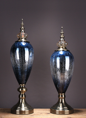 欧式玻璃摆件轻奢软装饰品样板房间客厅电视柜玄关新古典摆设