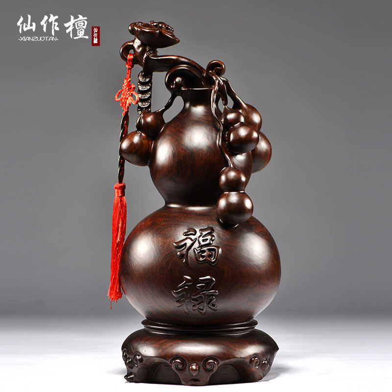 黑檀木雕葫芦福禄摆件实木质家居客厅电视柜送礼装饰品雕刻,家居饰品,装饰摆件,淘宝优惠券,粉丝福利购,淘宝优惠卷