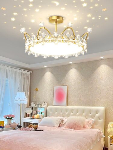 卧室灯2026年新款轻奢吸顶灯网红创意皇冠高档女孩房间浪漫主卧灯