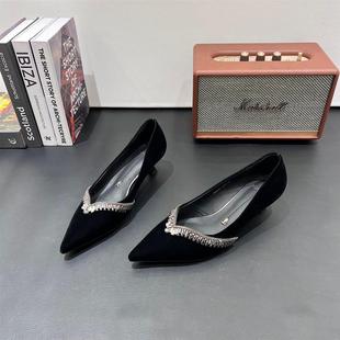 一代佳人法式气质小香风尖头细高跟鞋女2026春季新款百搭时尚单鞋