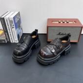 小个子增高6cm女鞋 韩版 女2026松糕乐福鞋 单鞋 时尚 金属扣JK小皮鞋