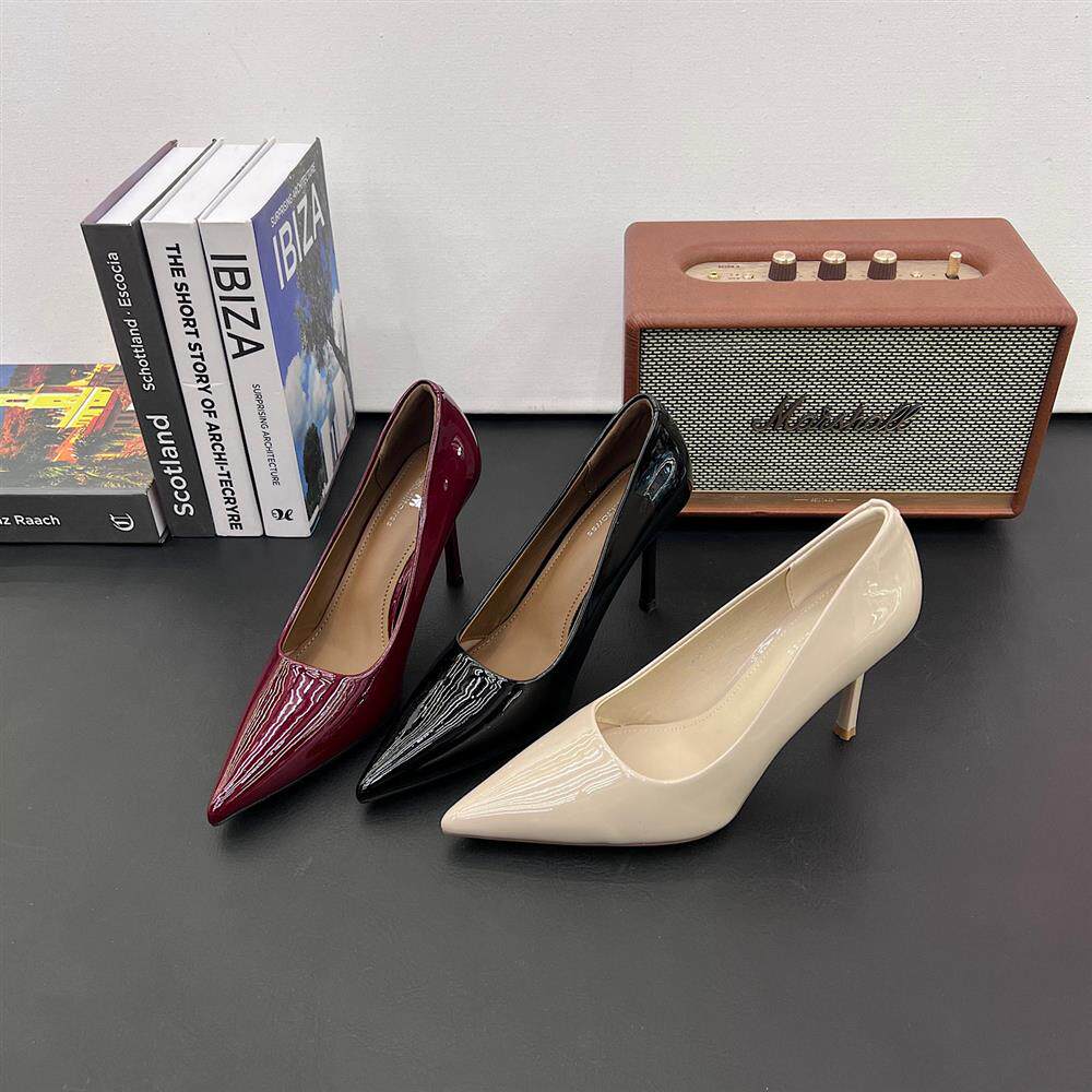法式尖头细跟高跟鞋女2026春新款浅口单鞋百搭气质名媛风漆皮女鞋
