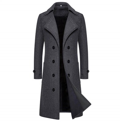Long style double windbreaker mens woolen coat mens