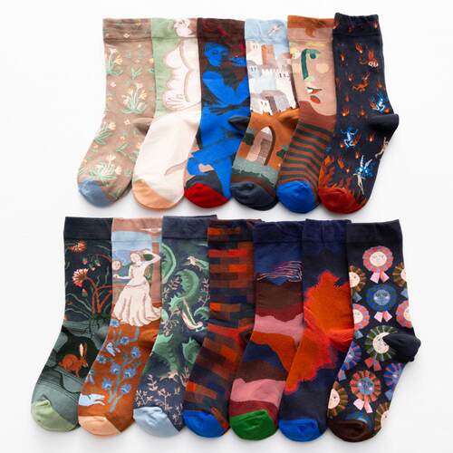 Women Long Sock Cartoon Print Creative Fashion Personalized