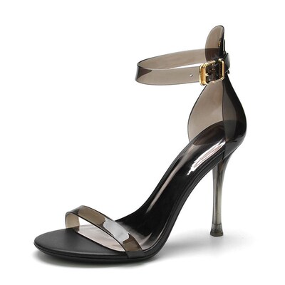 Black High Heels with Open Toe High Heel Sandals New Transpa