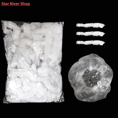 100 Pcs Disposable Shower Cap Plastic Waterproof Headgear Ho