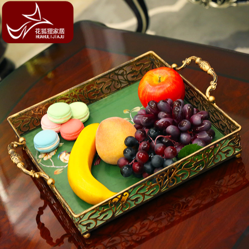欧式茶具托盘长方形水果盆家居客厅创意放杯子铁艺果盘装饰品摆件,家居饰品,装饰摆件,淘宝优惠券,粉丝福利购,淘宝优惠卷