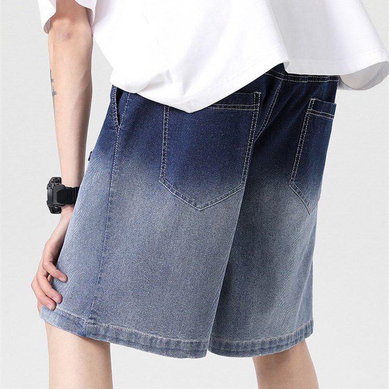 2023 New Gradient Summer Denim Shorts Men Cotton Casual Bree