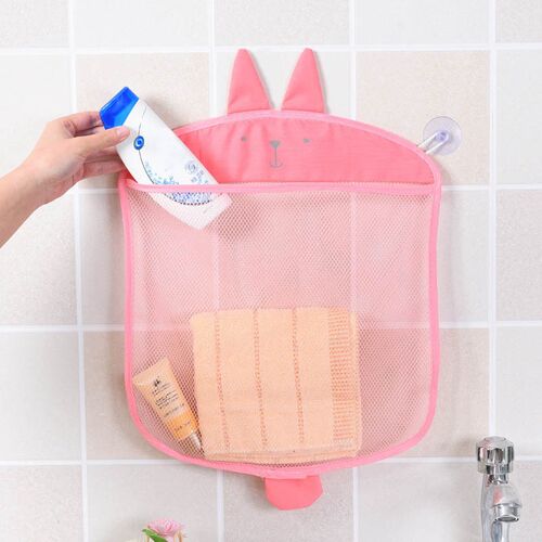 Baby Bathroom Mesh Bag Sucker Design Suction Basket Cartoon