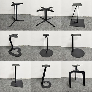 碳素钢茶几架子底座黑色金属茶几脚支撑架子岩板桌子腿圆桌脚支架